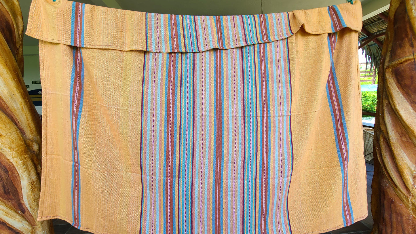 Clay Sarape Throw Blanket Handcrafted Cotton on a wood loom in Mexico