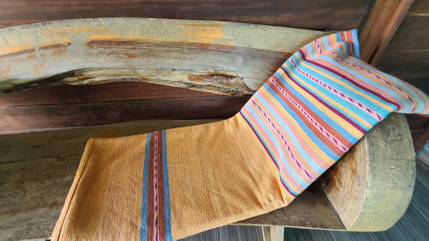 Clay Sarape Throw Blanket Handcrafted Cotton on a wood loom in Mexico