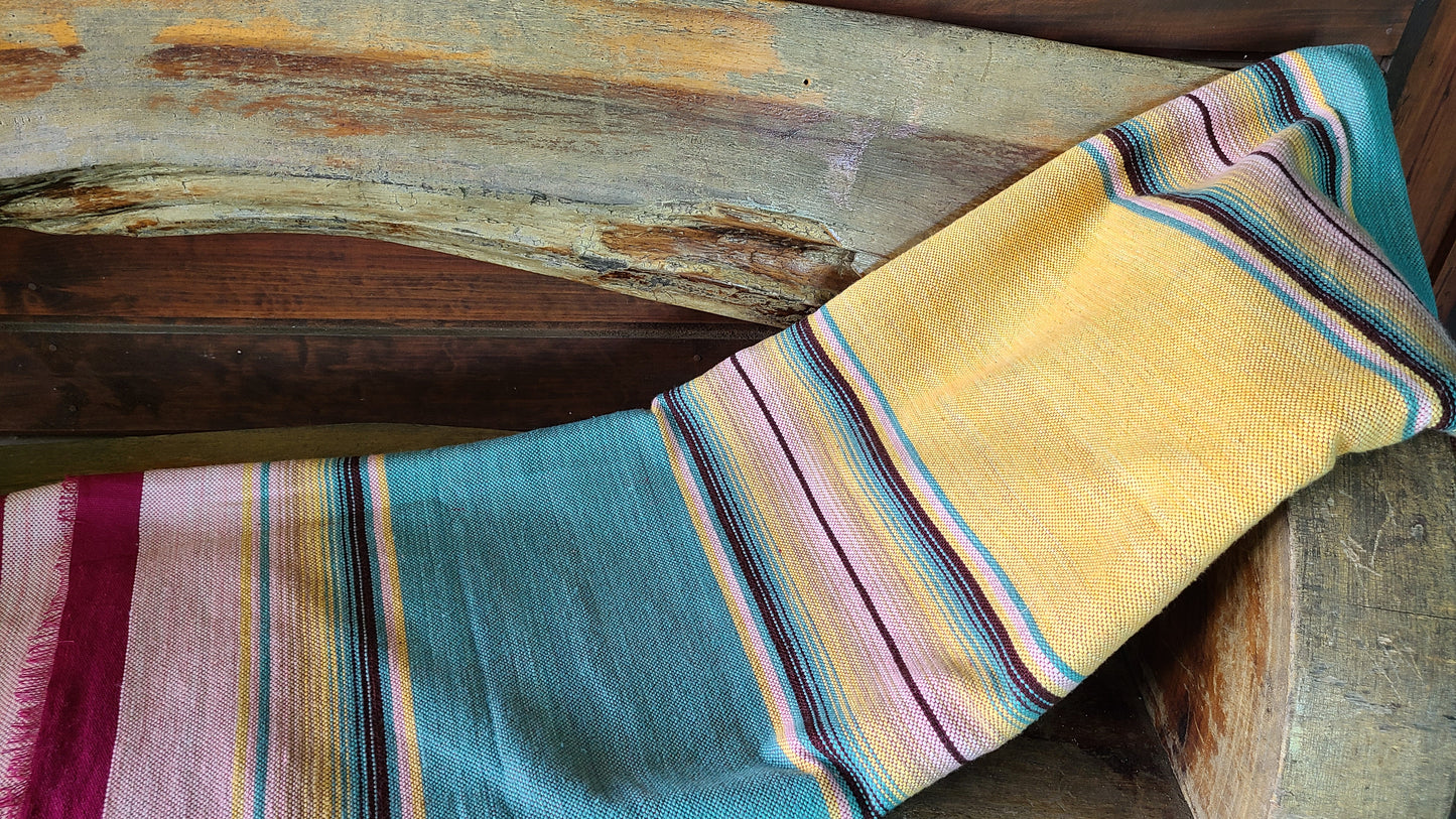 Teal Sarape Throw Blanket Unquely dyed and Handcrafted in Mexico on a wood loom