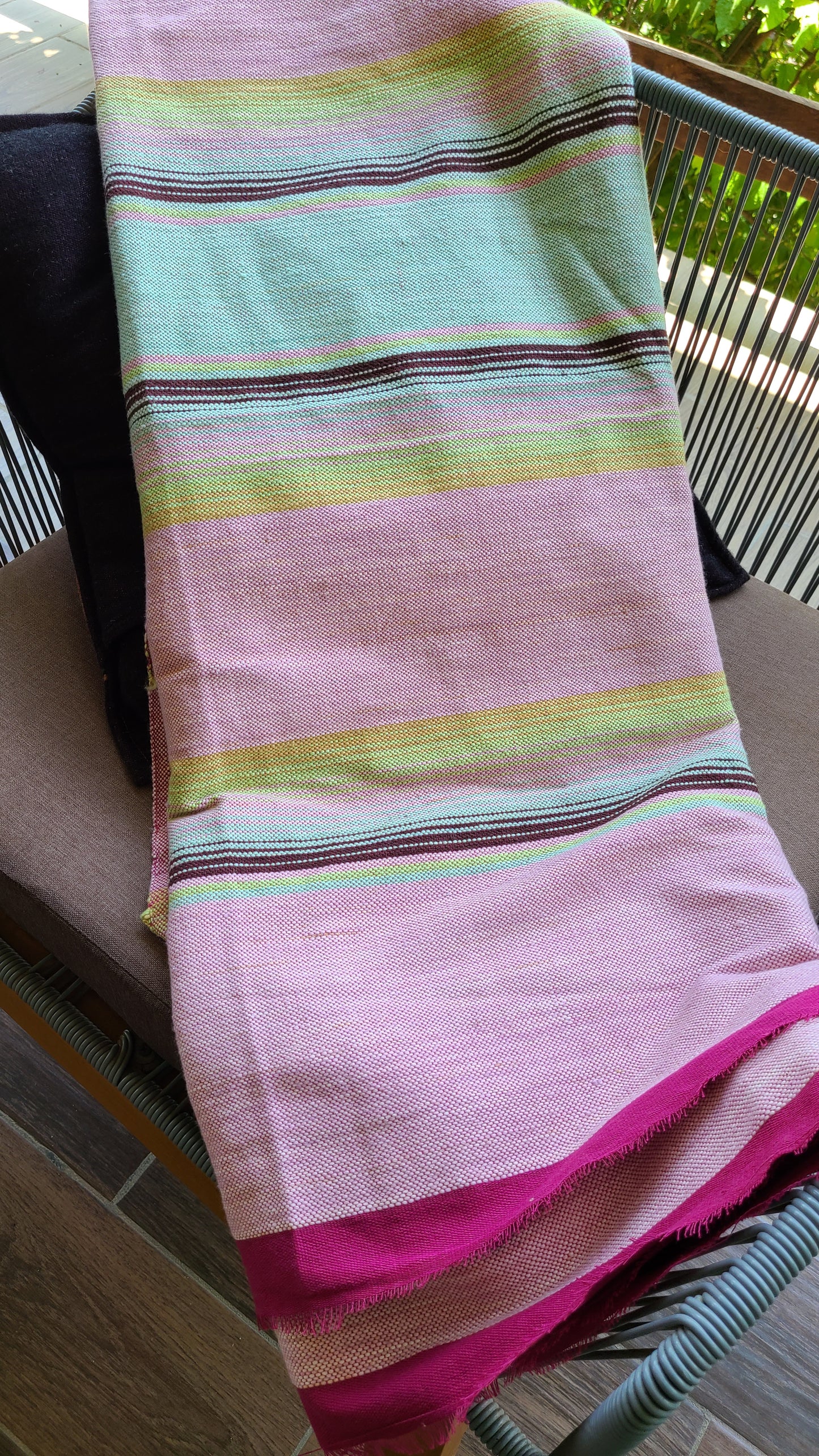 Pink & Blue Sarape Cotton Throw Blanket