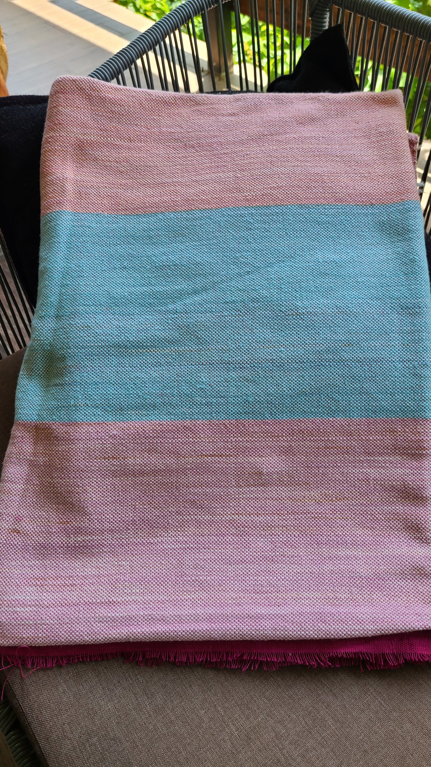 Claybands of Pink Blue Green 100% Cotton Throw Blanket