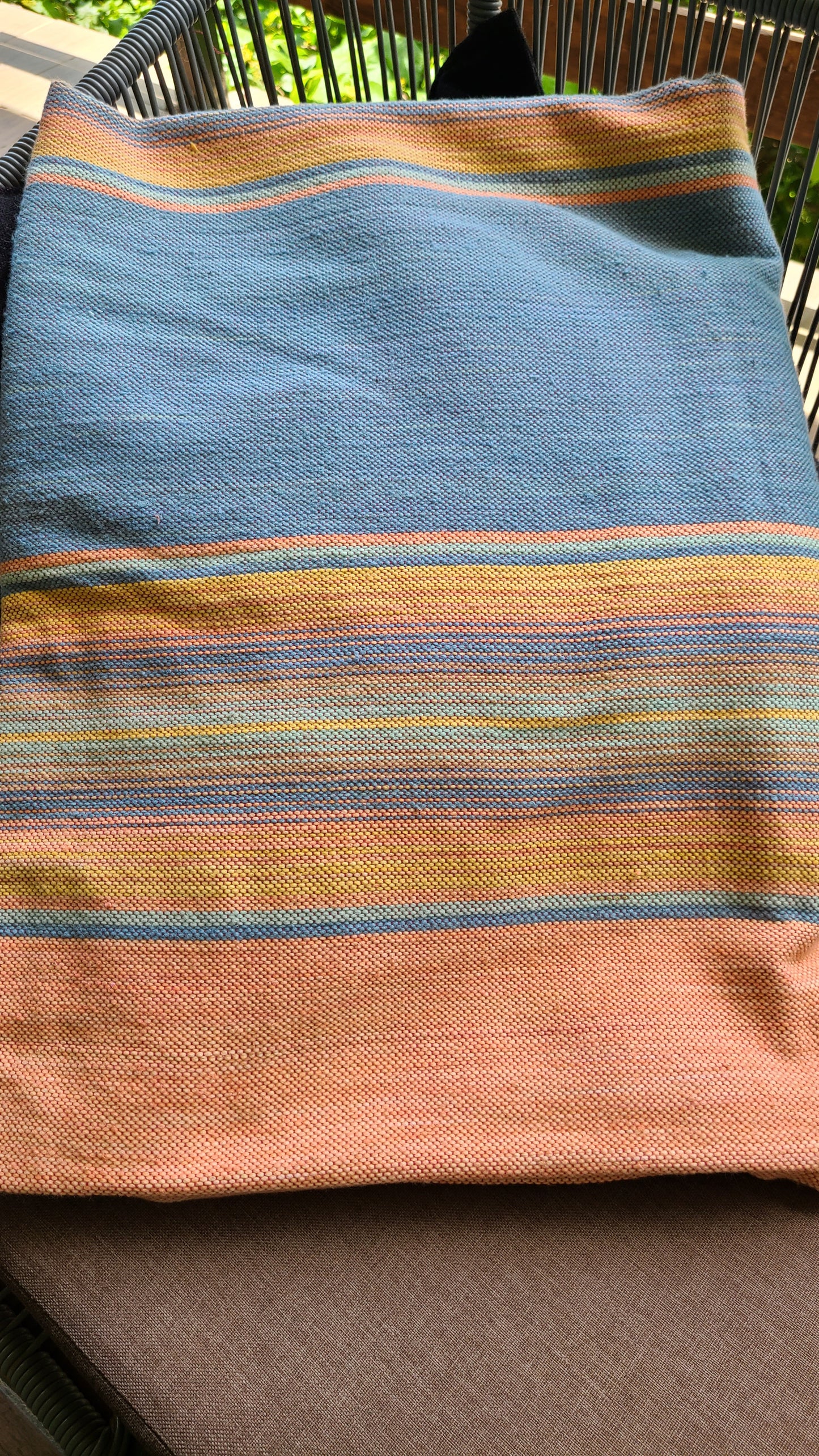 Blue & Peach Sarape 100% Cotton Throw Blanket