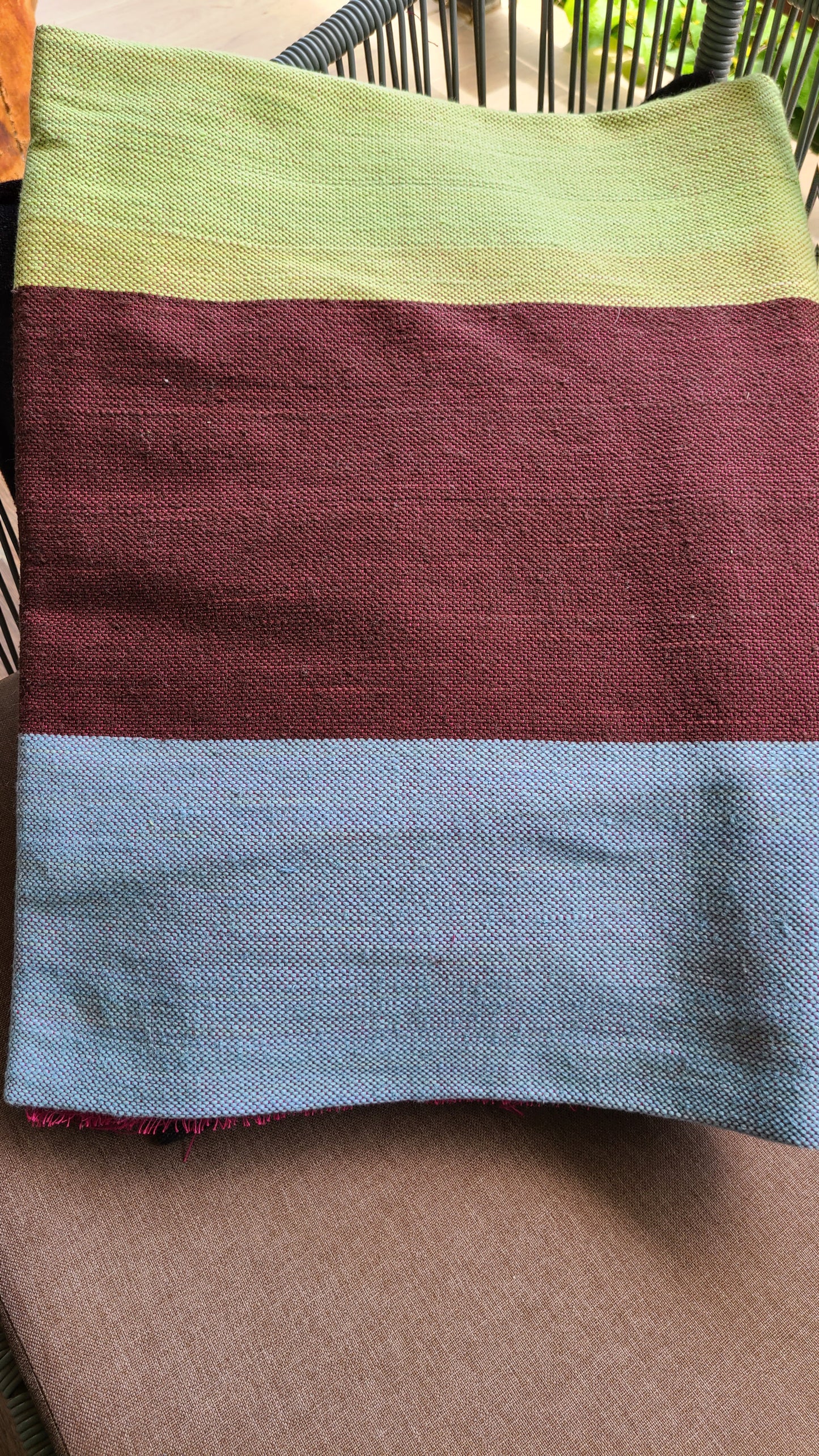 Claybands of Blue, Brown, Pink & Green 100% Cotton Throw Blanket