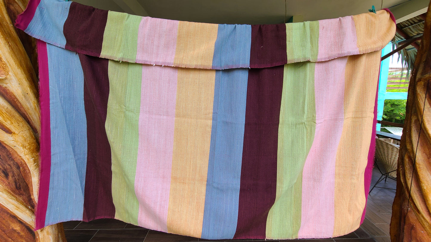 Claybands of Blue, Brown, Pink & Green 100% Cotton Throw Blanket