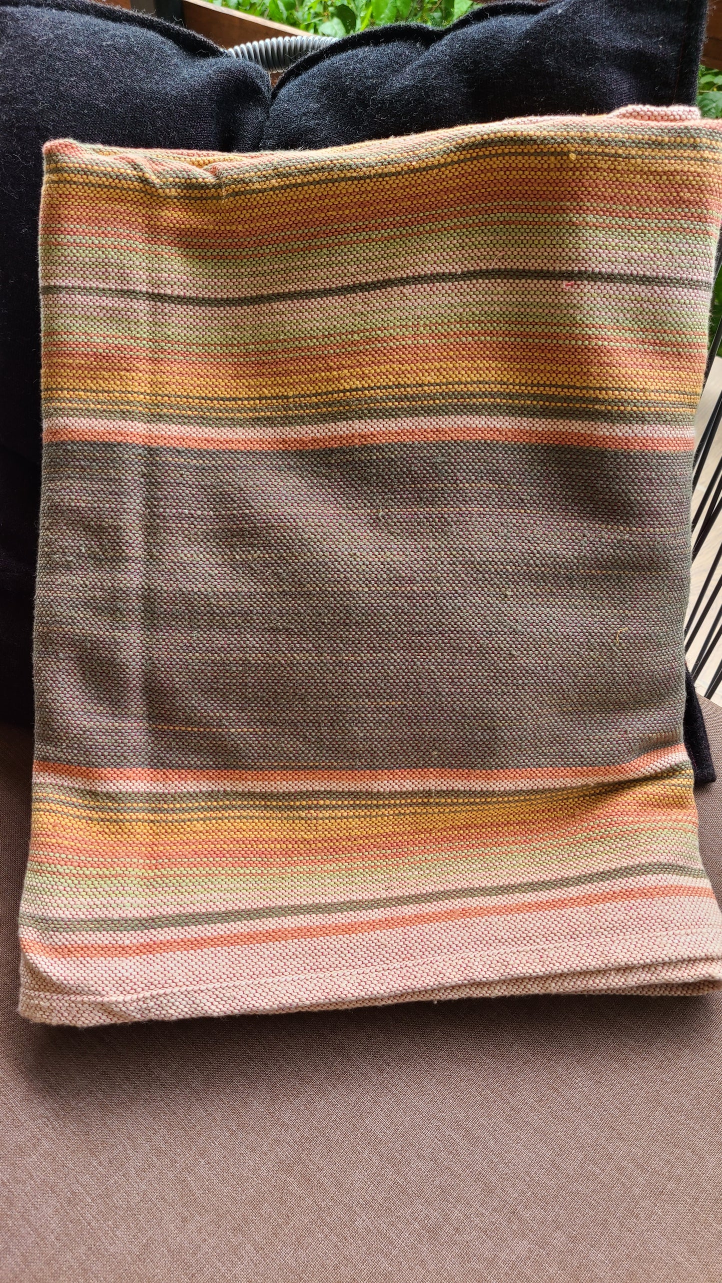 Beige Grey & Peach Sarape Throw Blanket