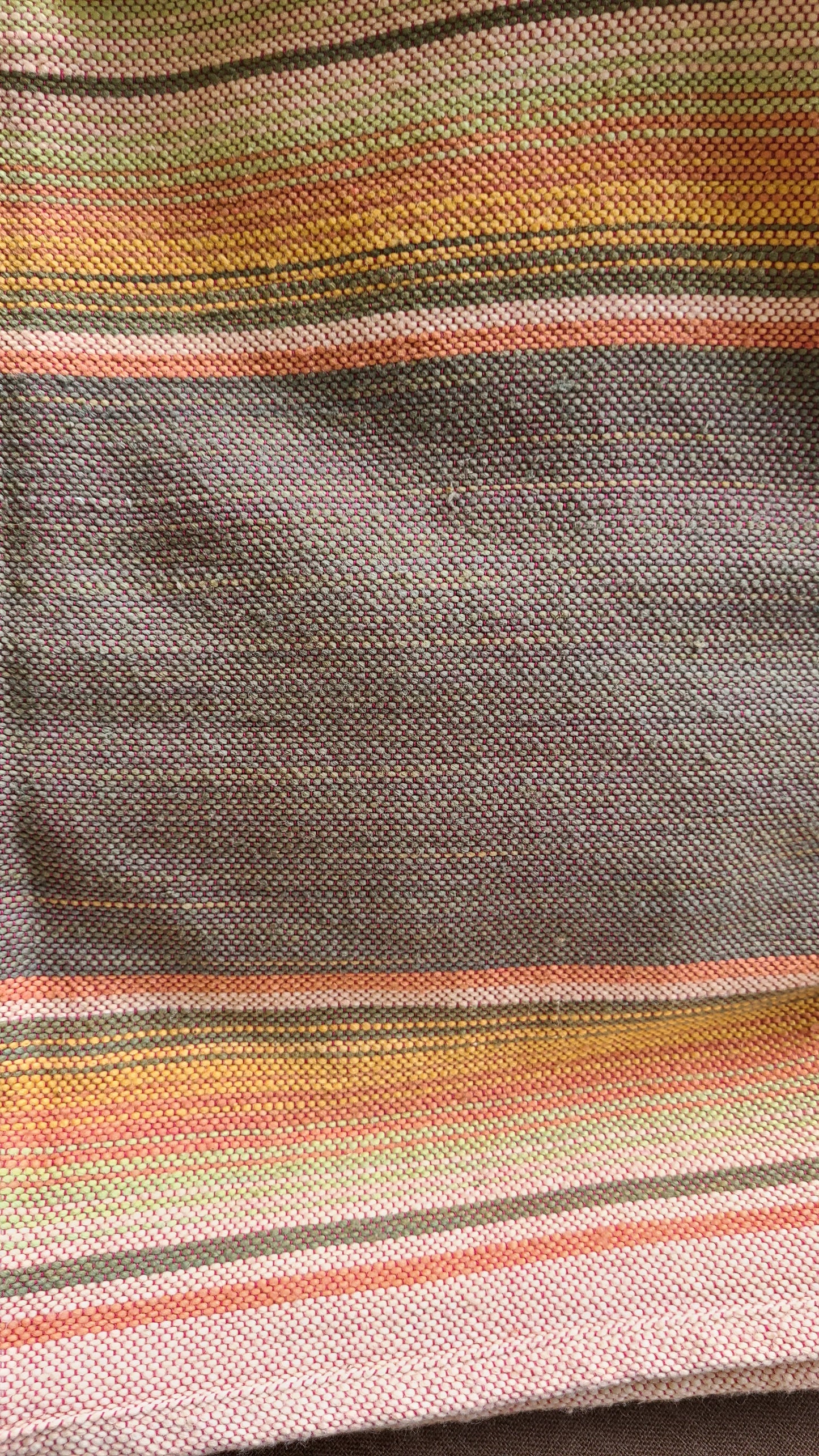 Beige Grey & Peach Sarape Throw Blanket