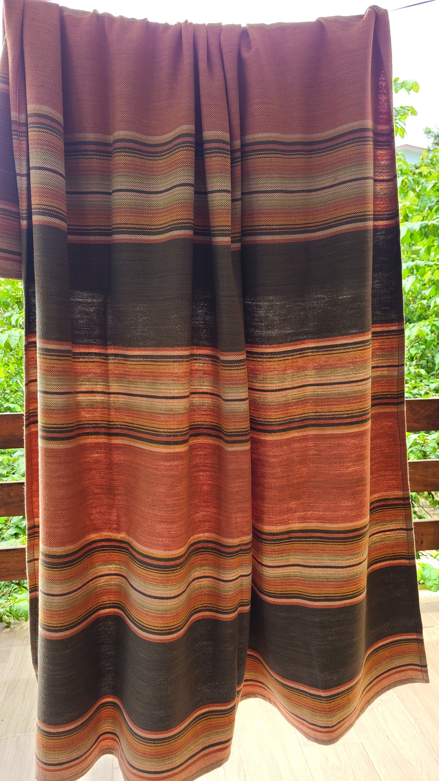 Beige Grey & Peach Sarape Throw Blanket