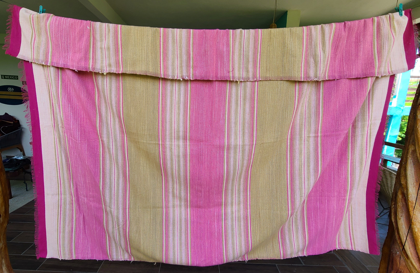 Pink Sarape Handcrafted Cotton Throw Blanket