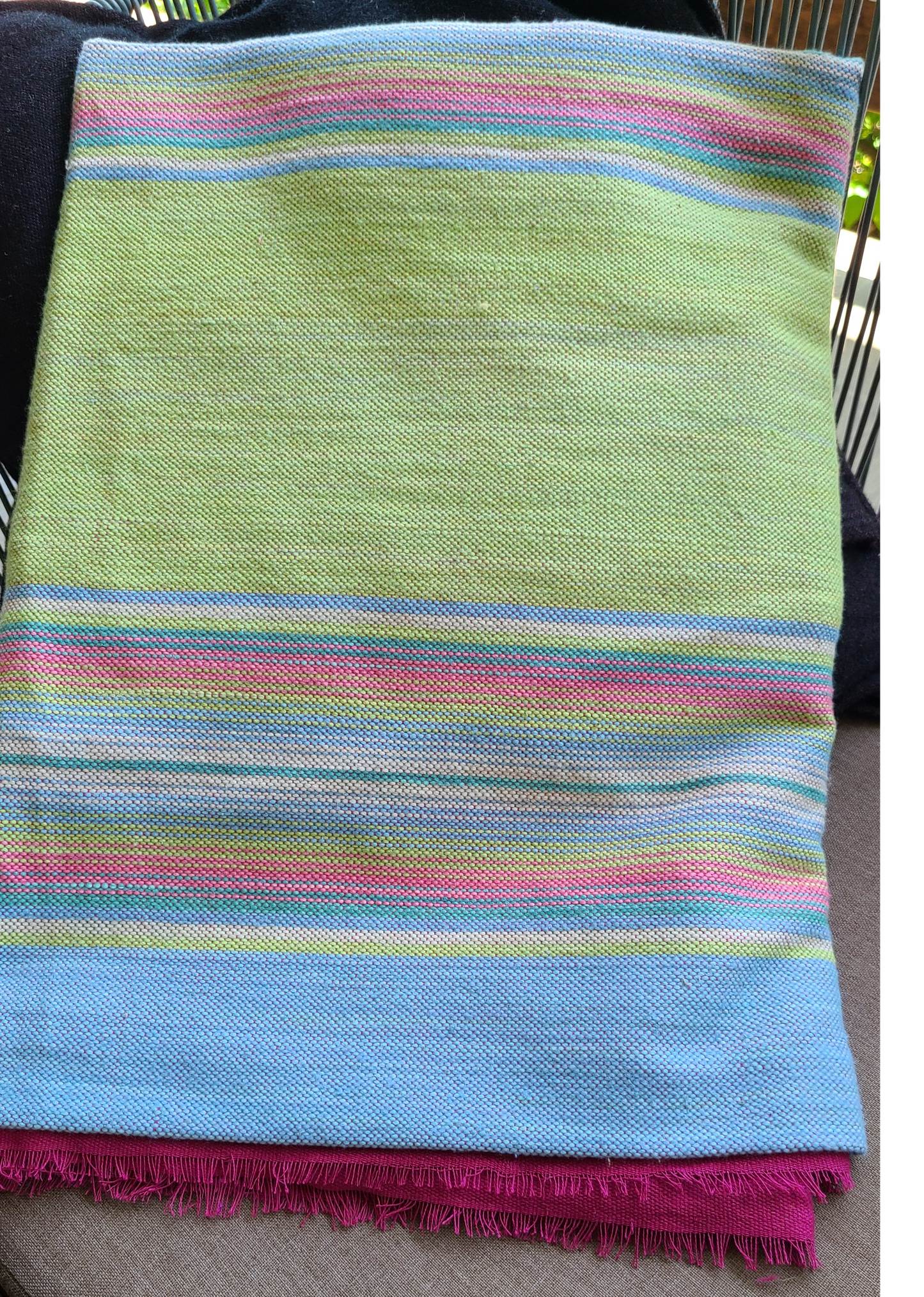 Blue and Green Sarape Handcrafted Cotton Throw Blanket