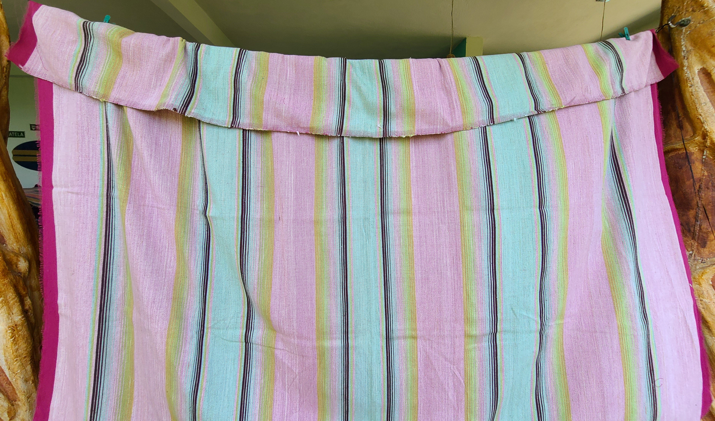 Pink & Blue Sarape Cotton Throw Blanket
