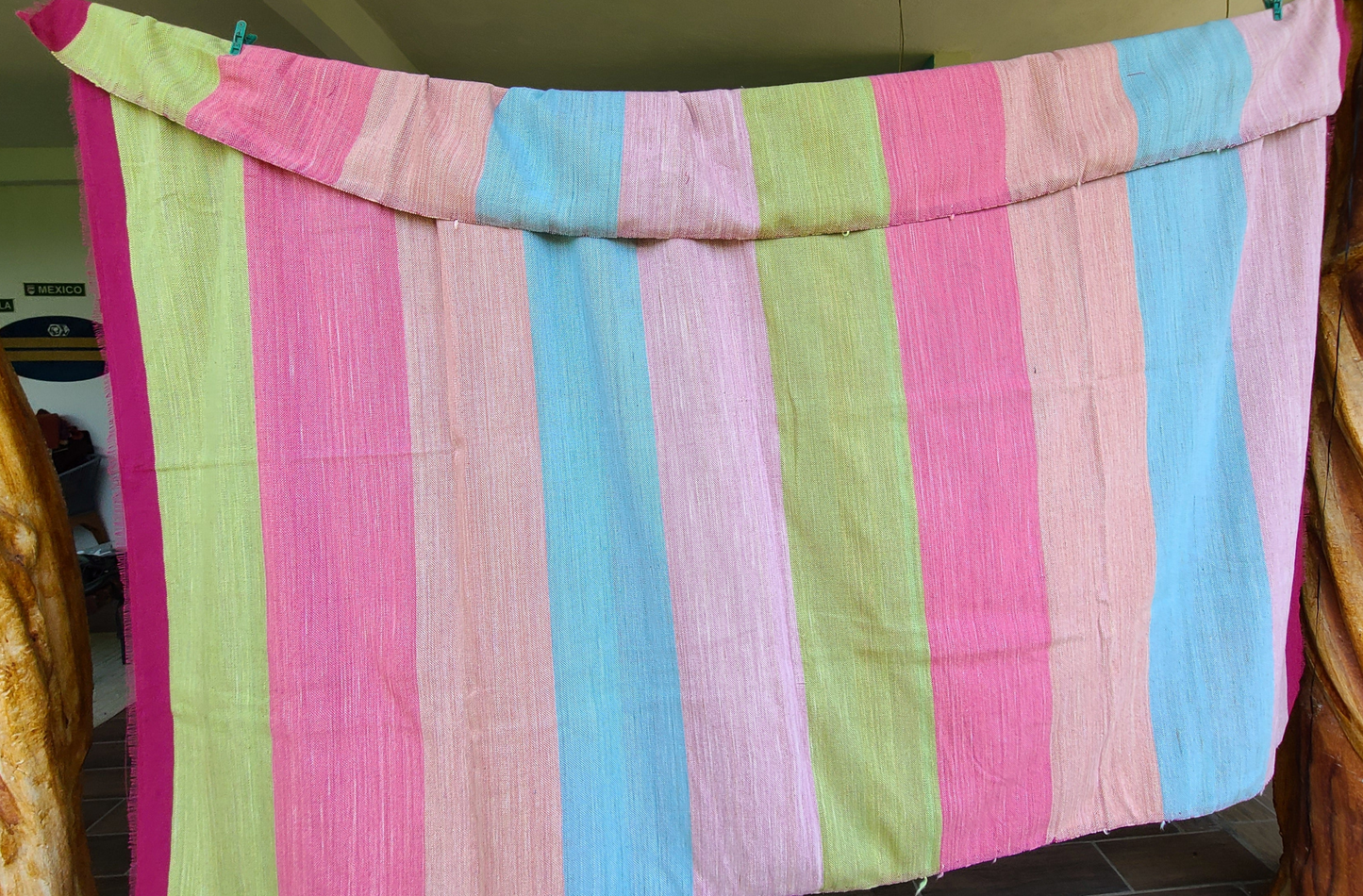 Claybands of Pink Blue Green 100% Cotton Throw Blanket