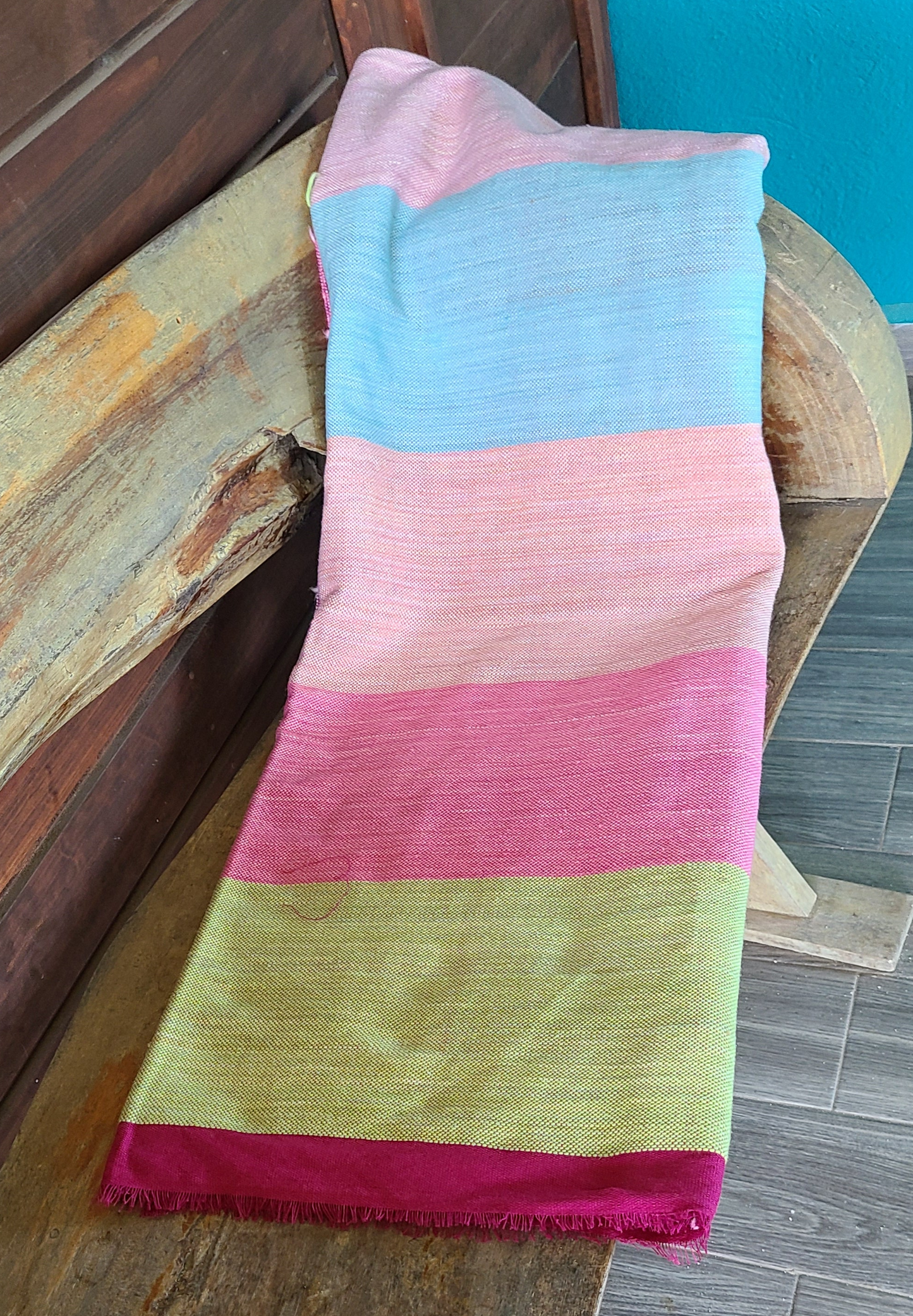 Claybands of Pink Blue Green 100% Cotton Throw Blanket