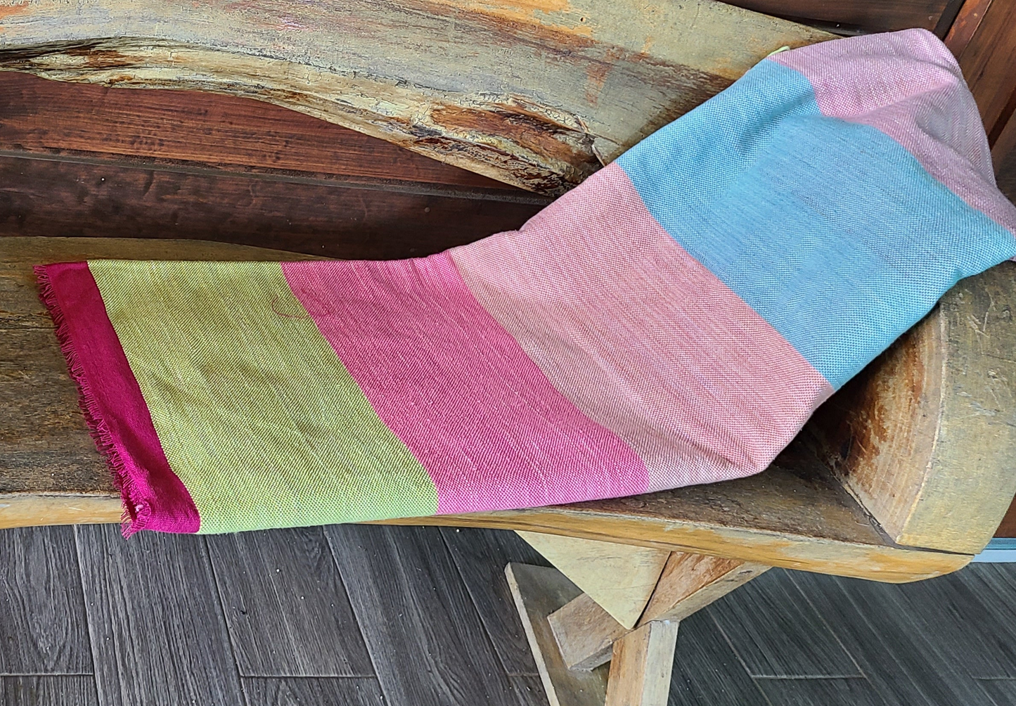 Claybands of Pink Blue Green 100% Cotton Throw Blanket