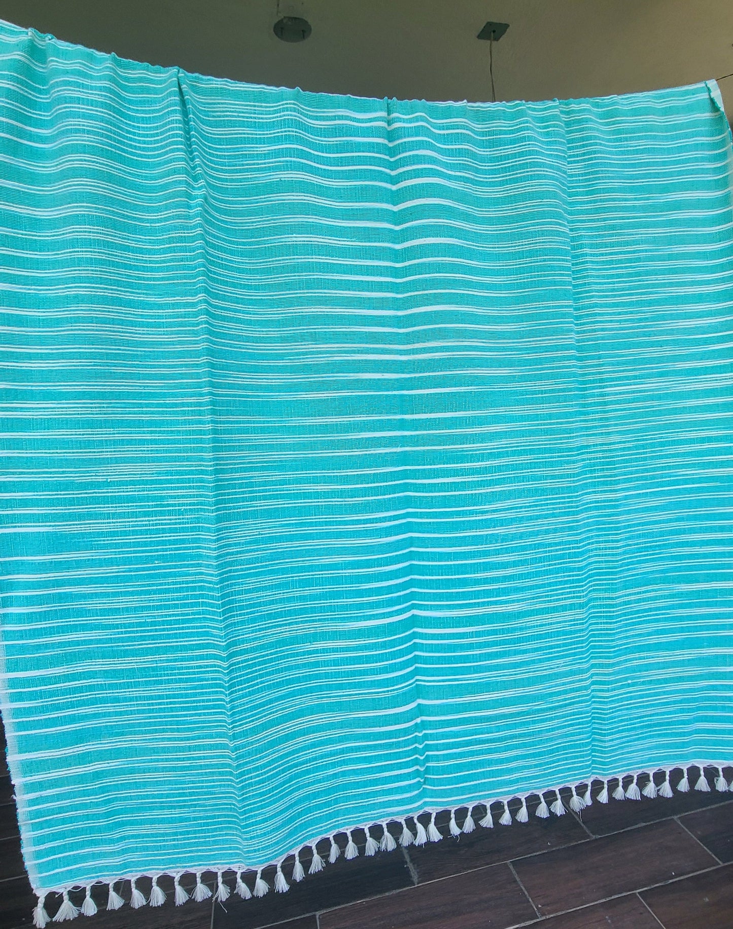 Blue & White Cotton Towel Throw Blanket