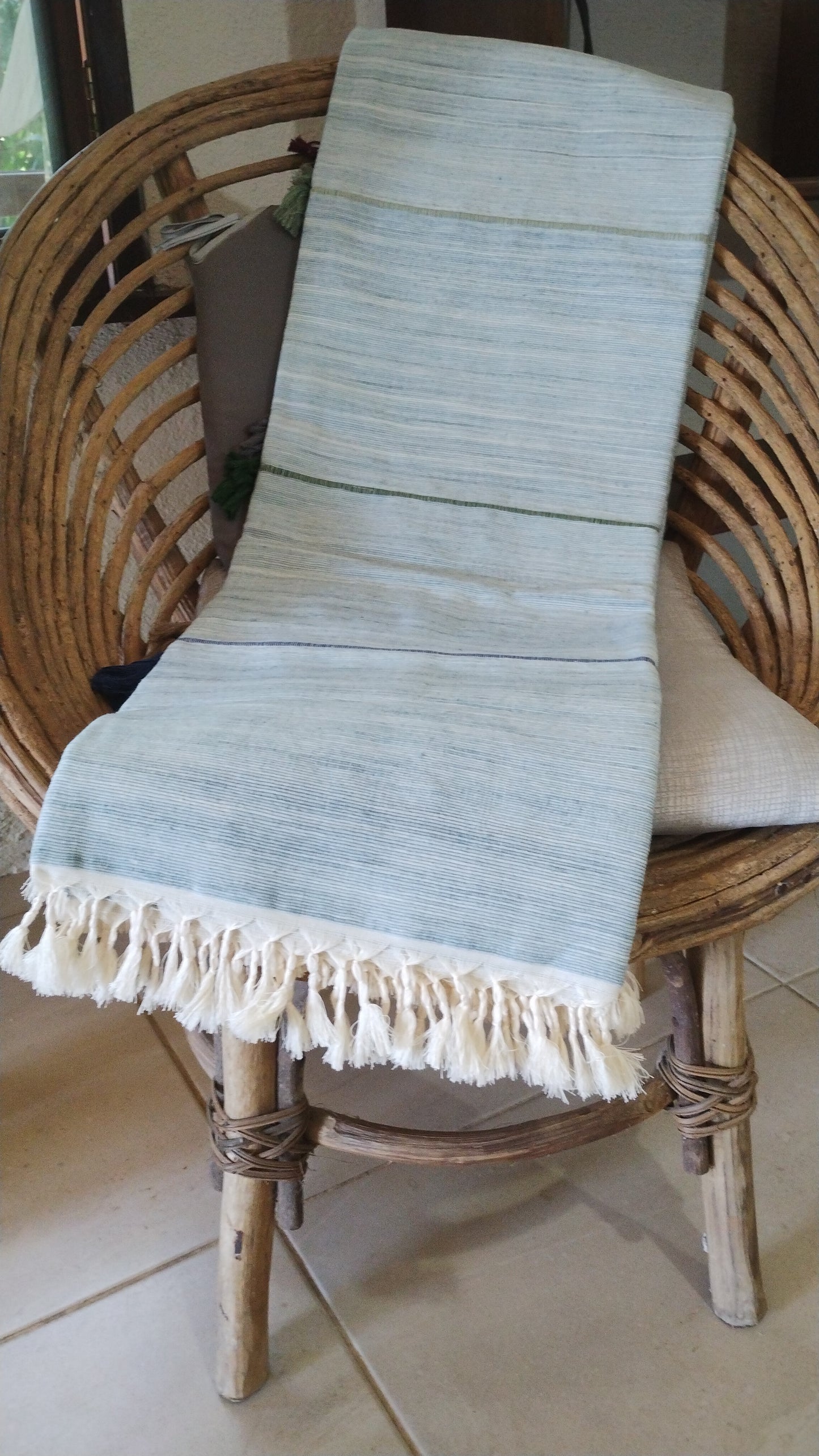 Variated Blues Tassel Towel Throw Blanket