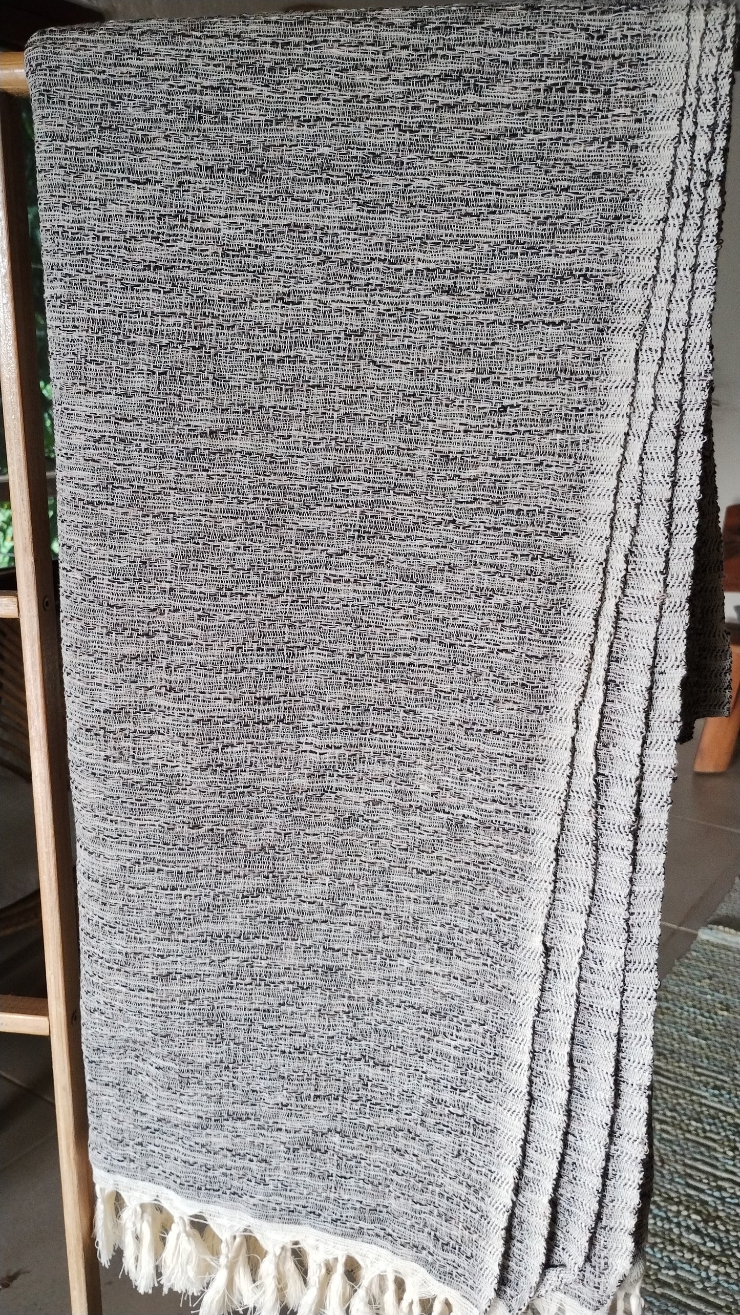 Black Grey Tan Towel Throw.