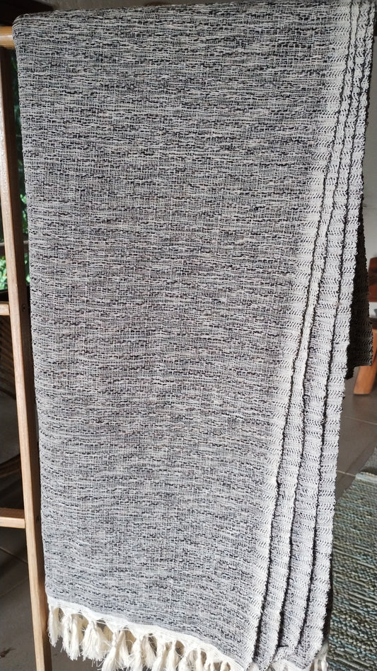 Black Grey Tan Towel Throw.