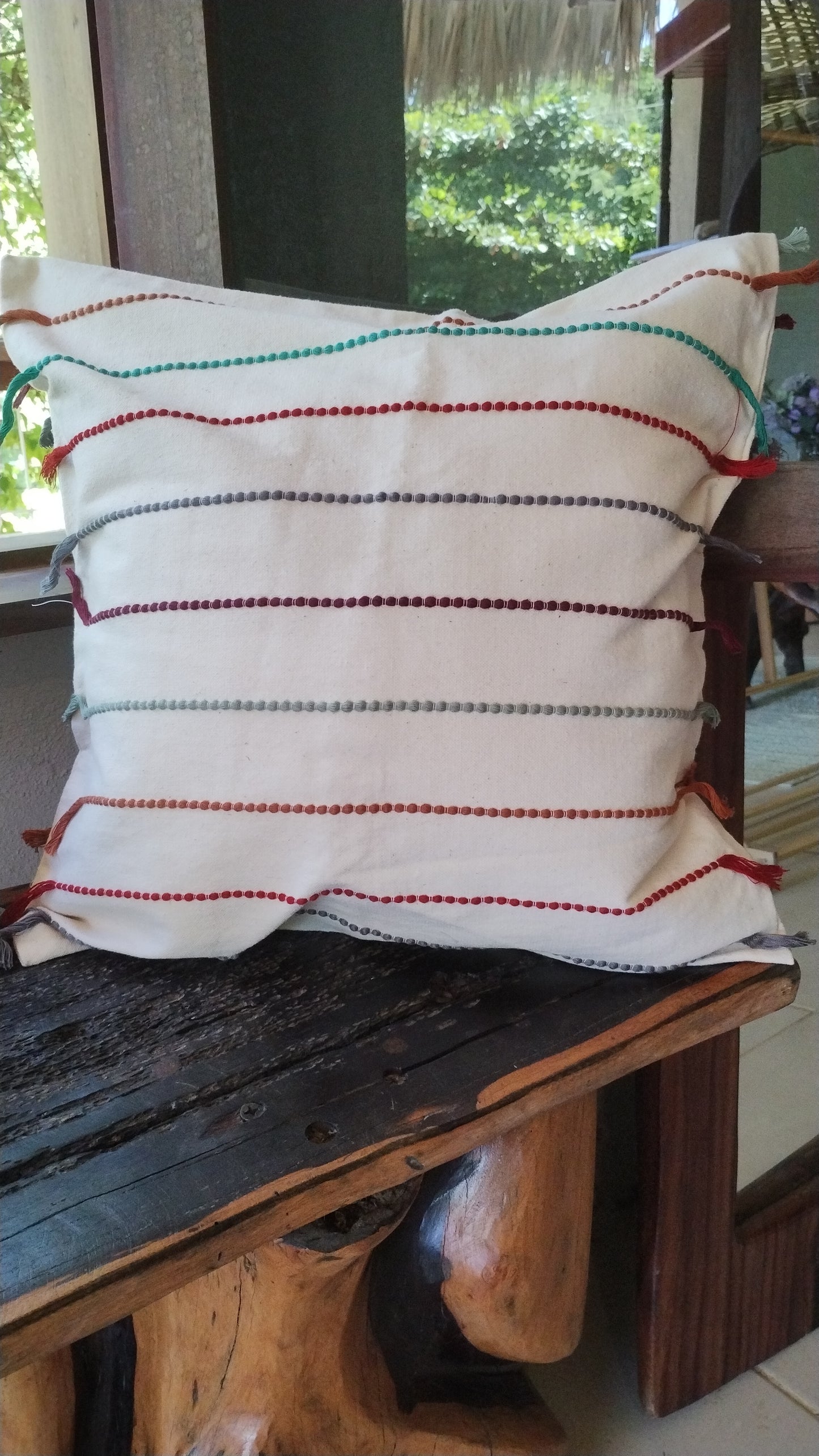 Multi Colored lines White Pillow Sham
