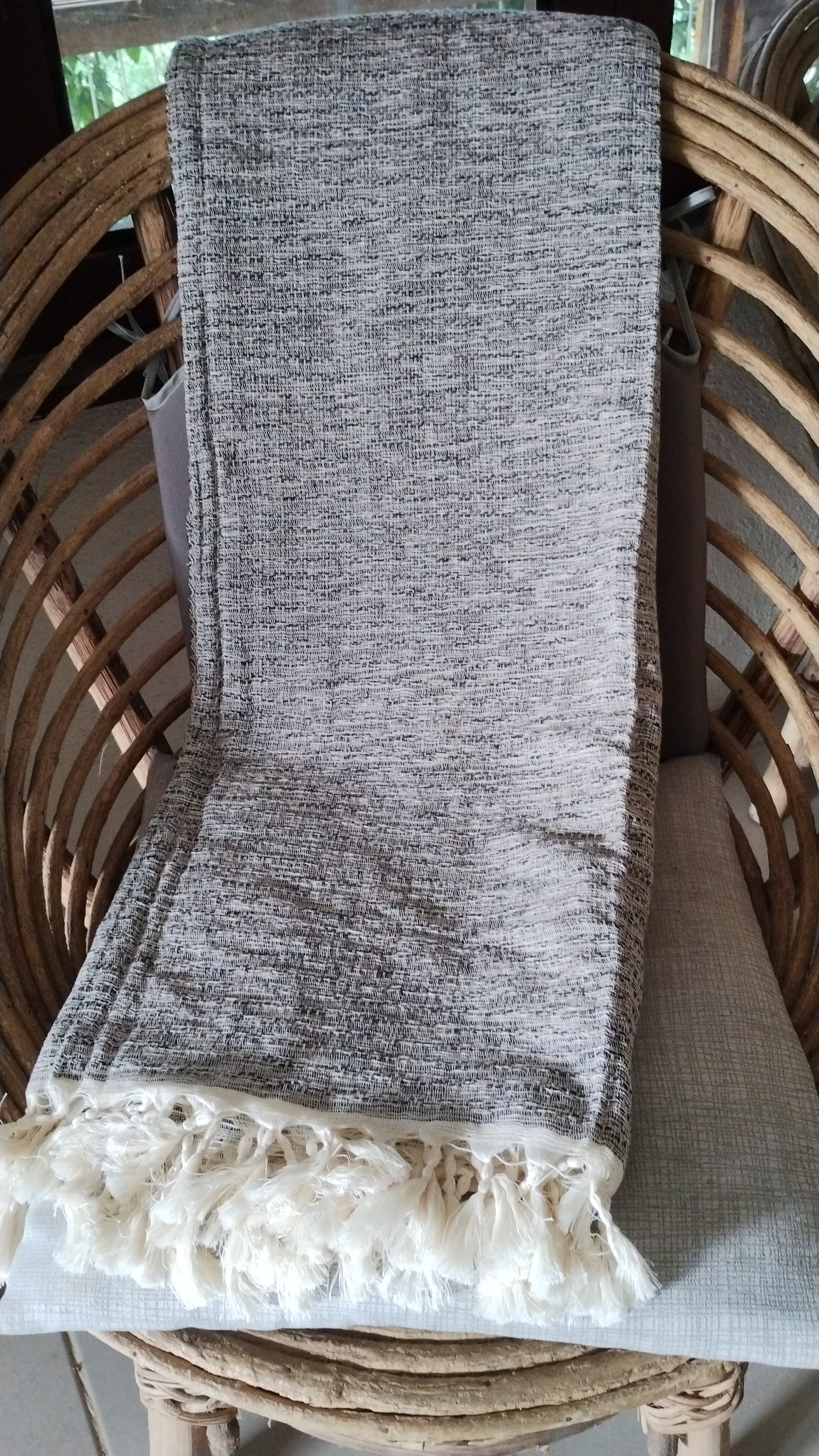 Black Grey Tan Towel Throw.