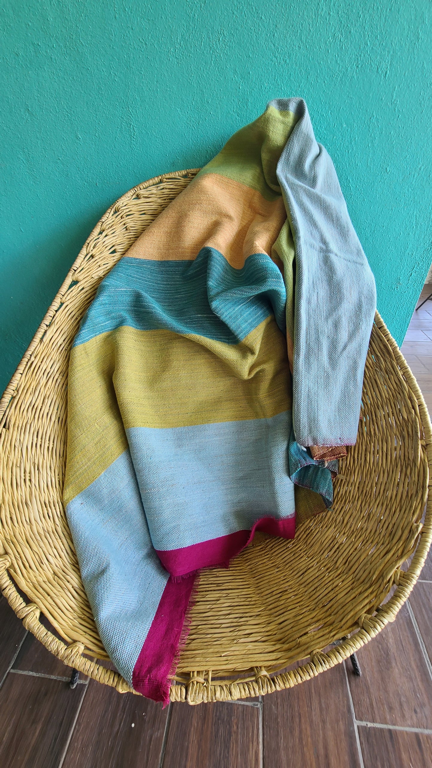 Clay Bands Cotton Throw Blanket Handcrafted on wood looms in Mexico