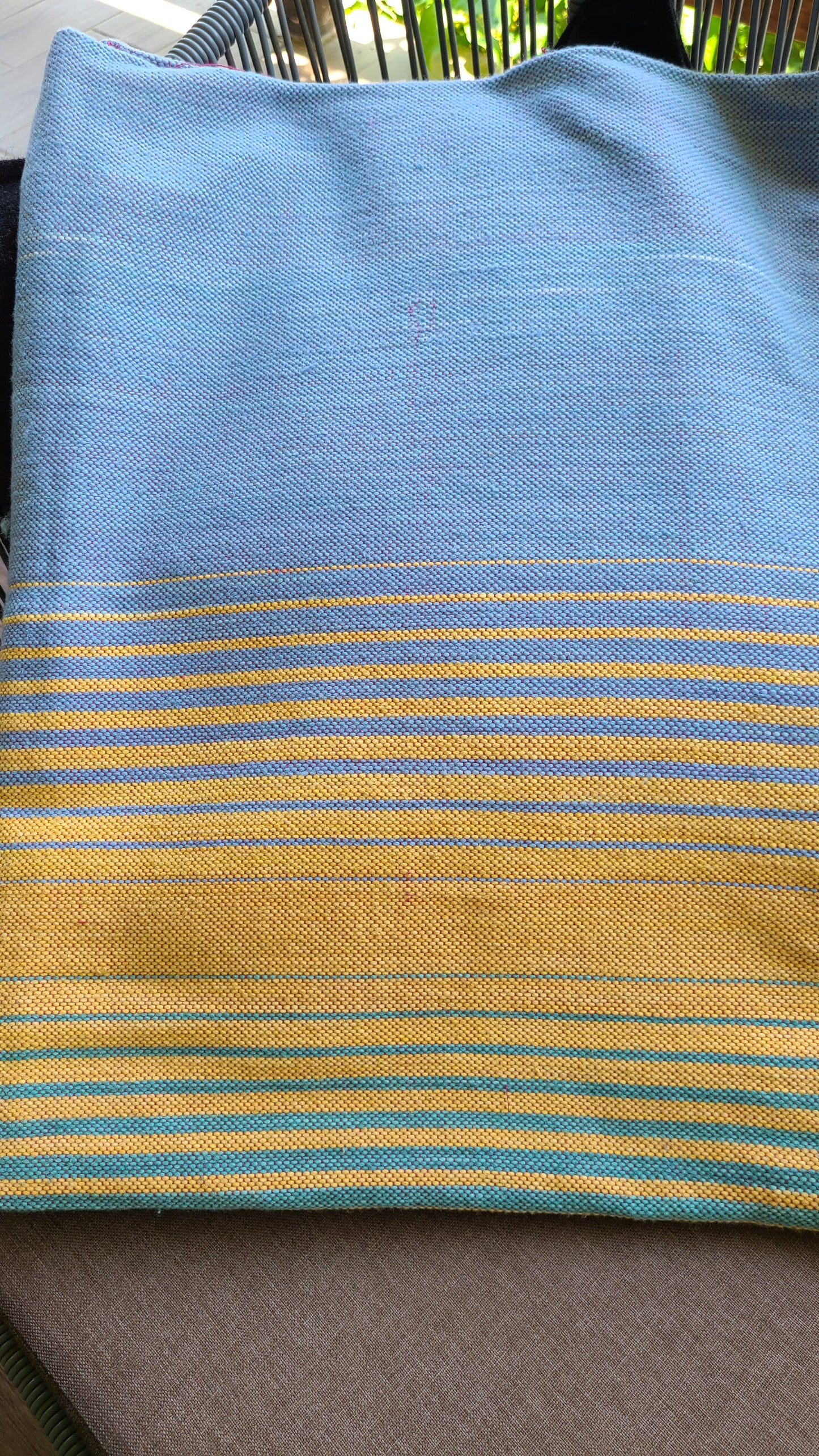 Blue & Yellow Cotton Bindia Throw Blanket