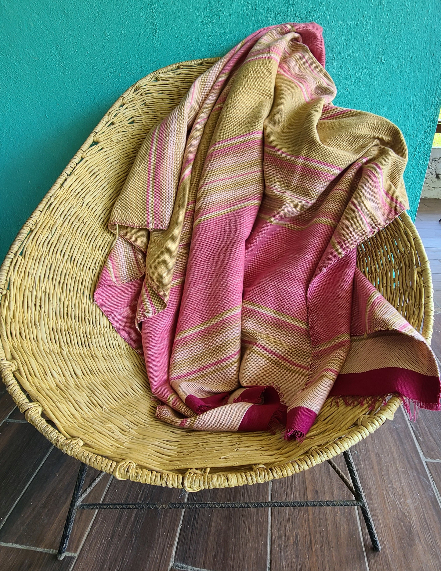 Pink Sarape Handcrafted Cotton Throw Blanket