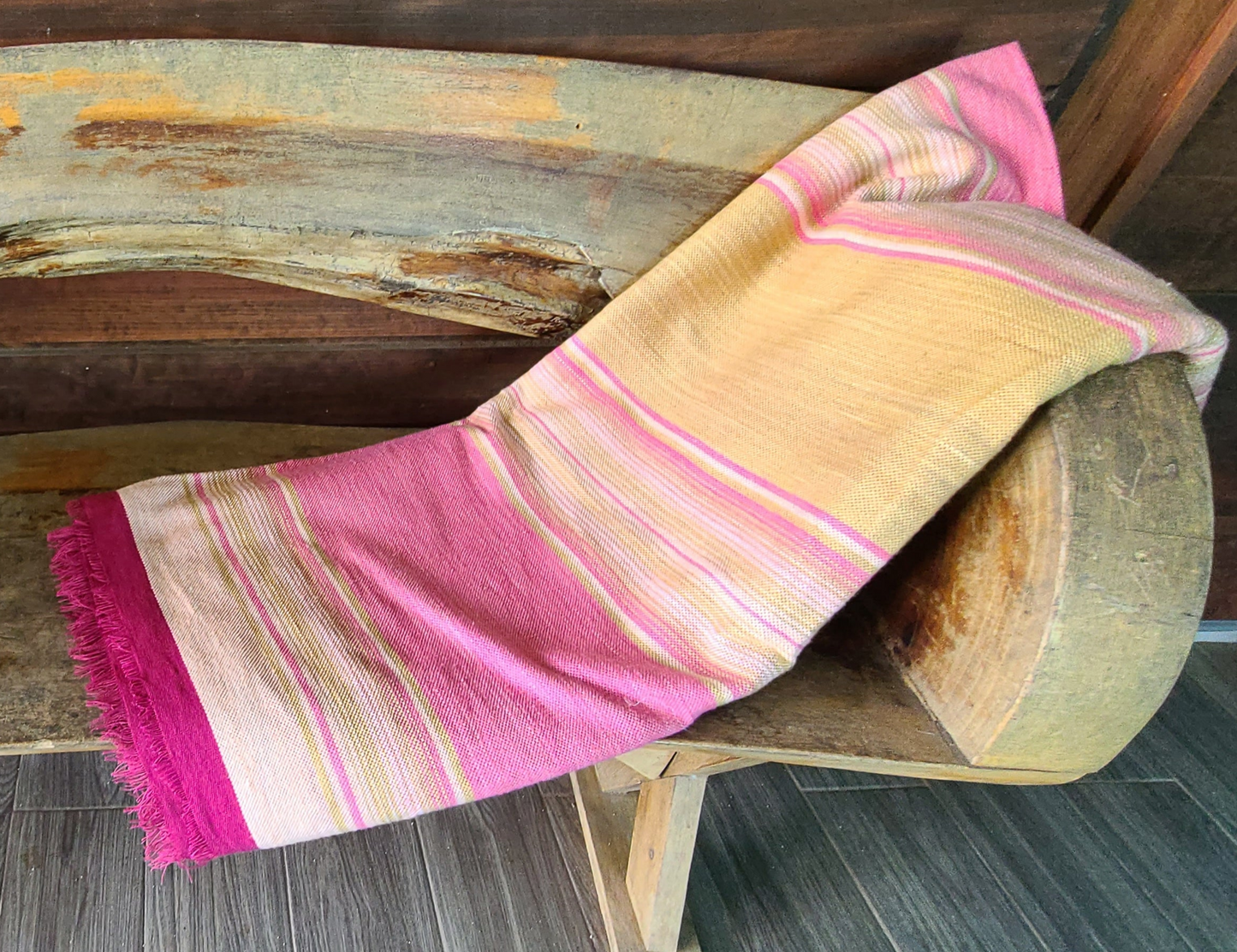 Pink Sarape Handcrafted Cotton Throw Blanket