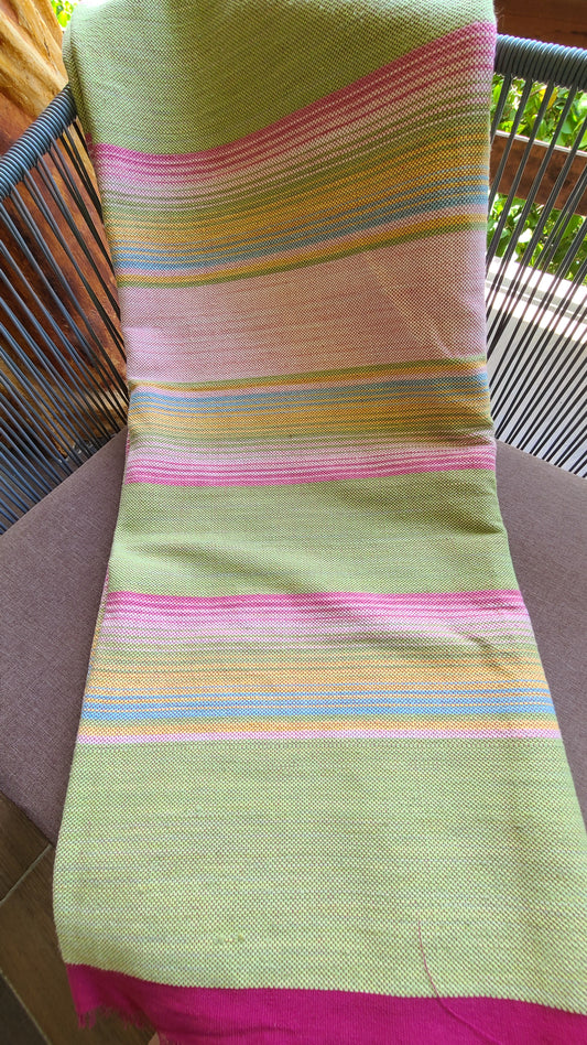 Green & Pink Sarape Throw Blanket