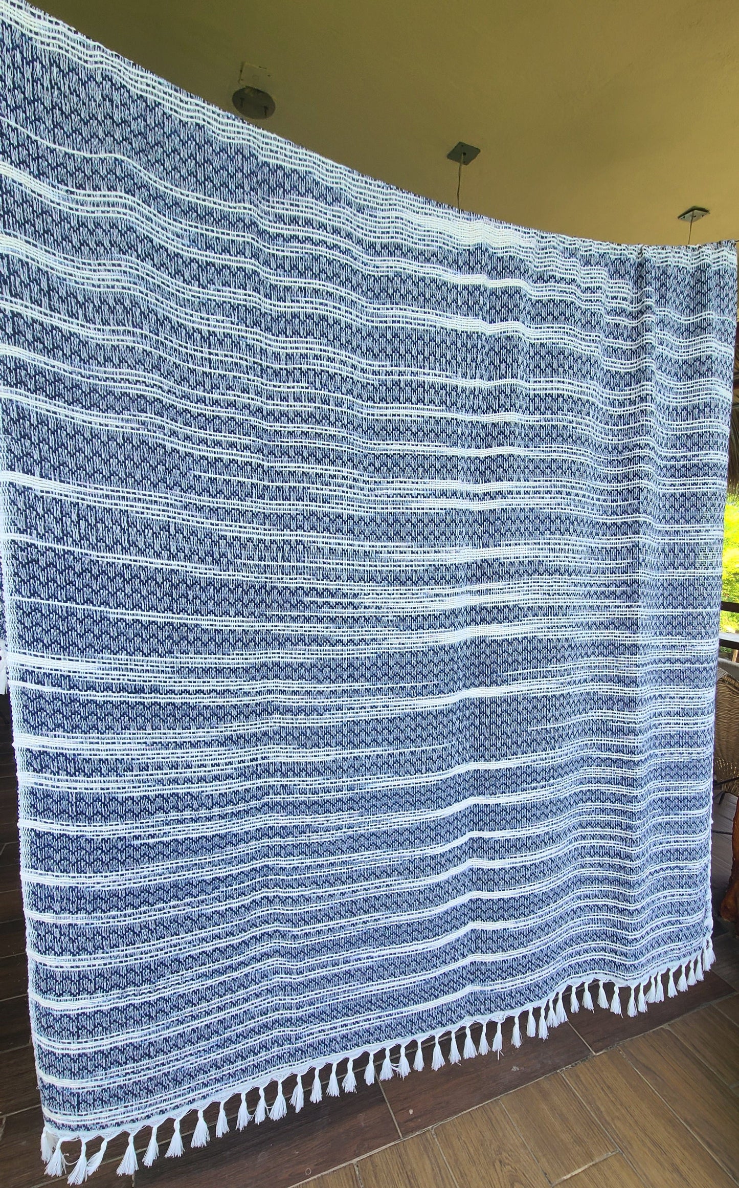 Royal Blue & White Cotton Towel Throw Blanket