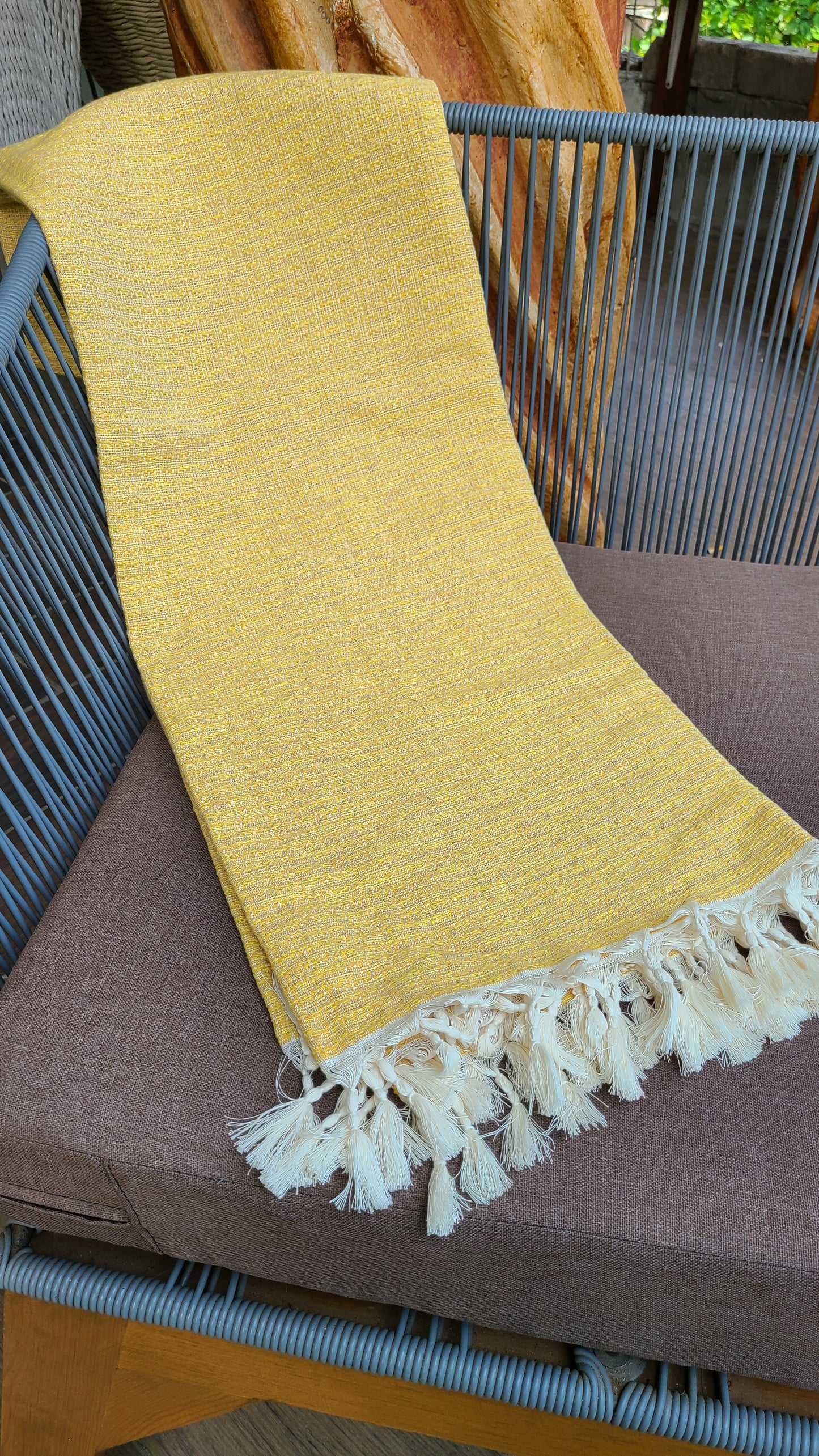 Yellow Cotton Towel Throw Blanket