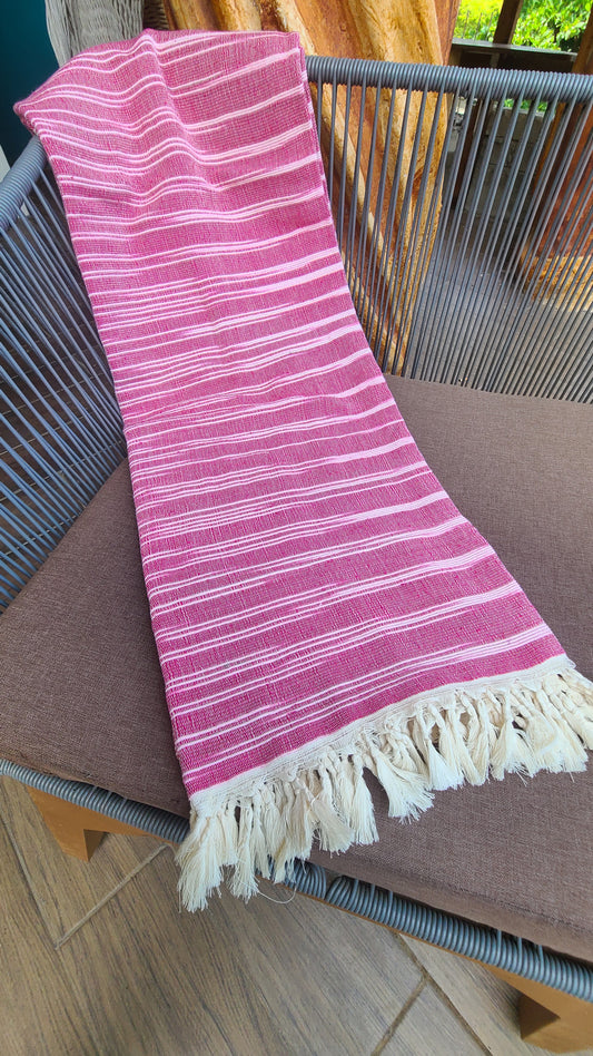 Pink Tigre Cotton Towel Throw Blanket