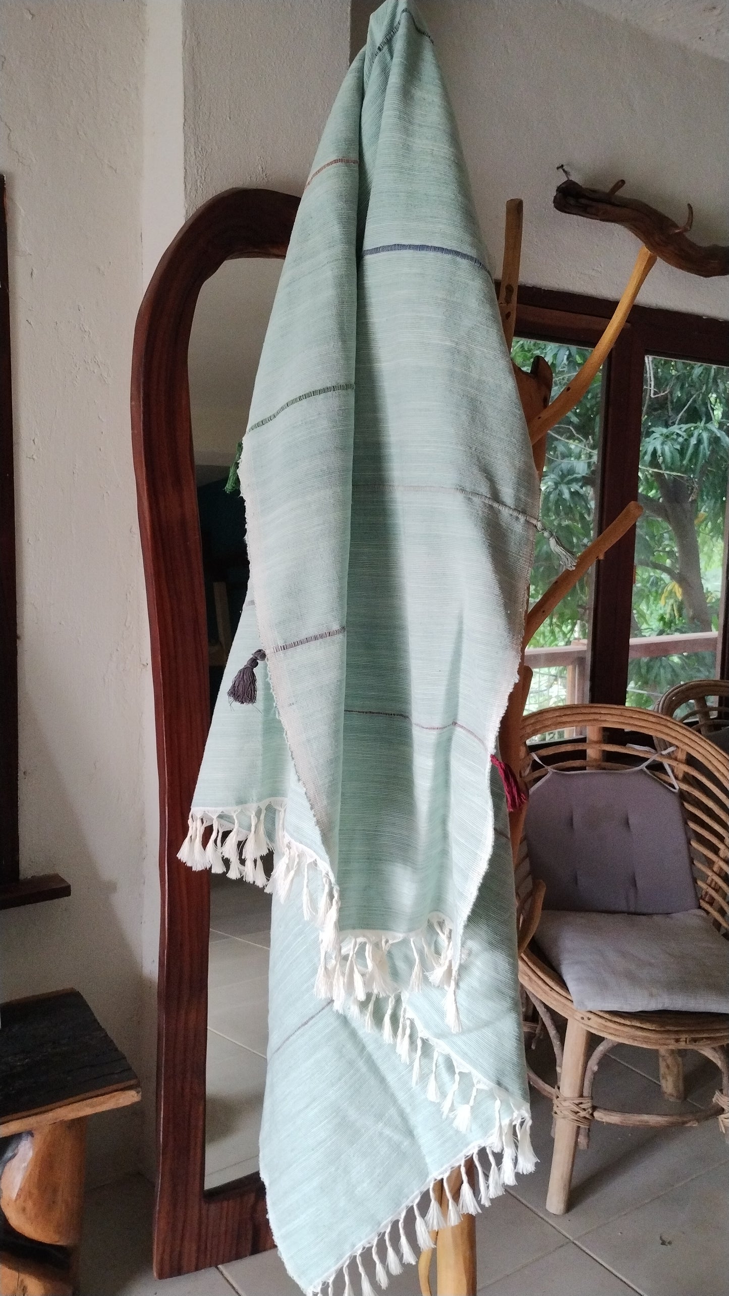 Lite Teal Tassel Towel Throw Blanket