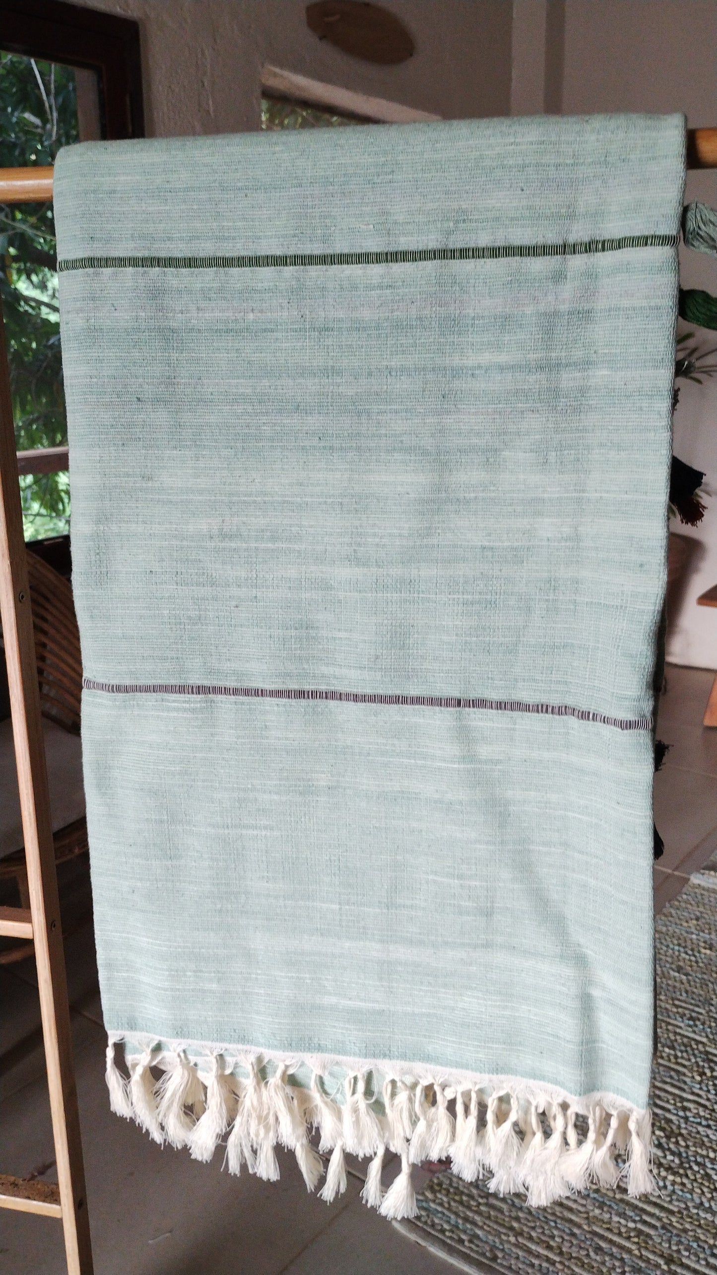 Lite Teal Tassel Towel Throw Blanket